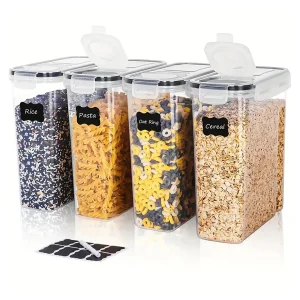 4 Large Food Storage Containers With Lids,