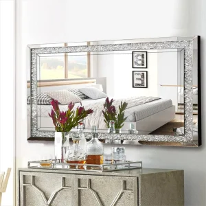 Crystal Crush Diamond Wall Mirror Gorgeous Silver